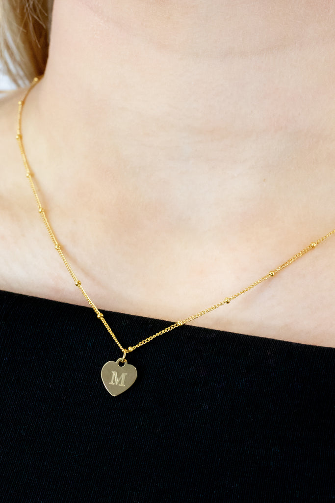 collar corazón equeño grabado cadena boliitas, ideal regalo especial, recuerdo para siempre, personaliza tu joya, 